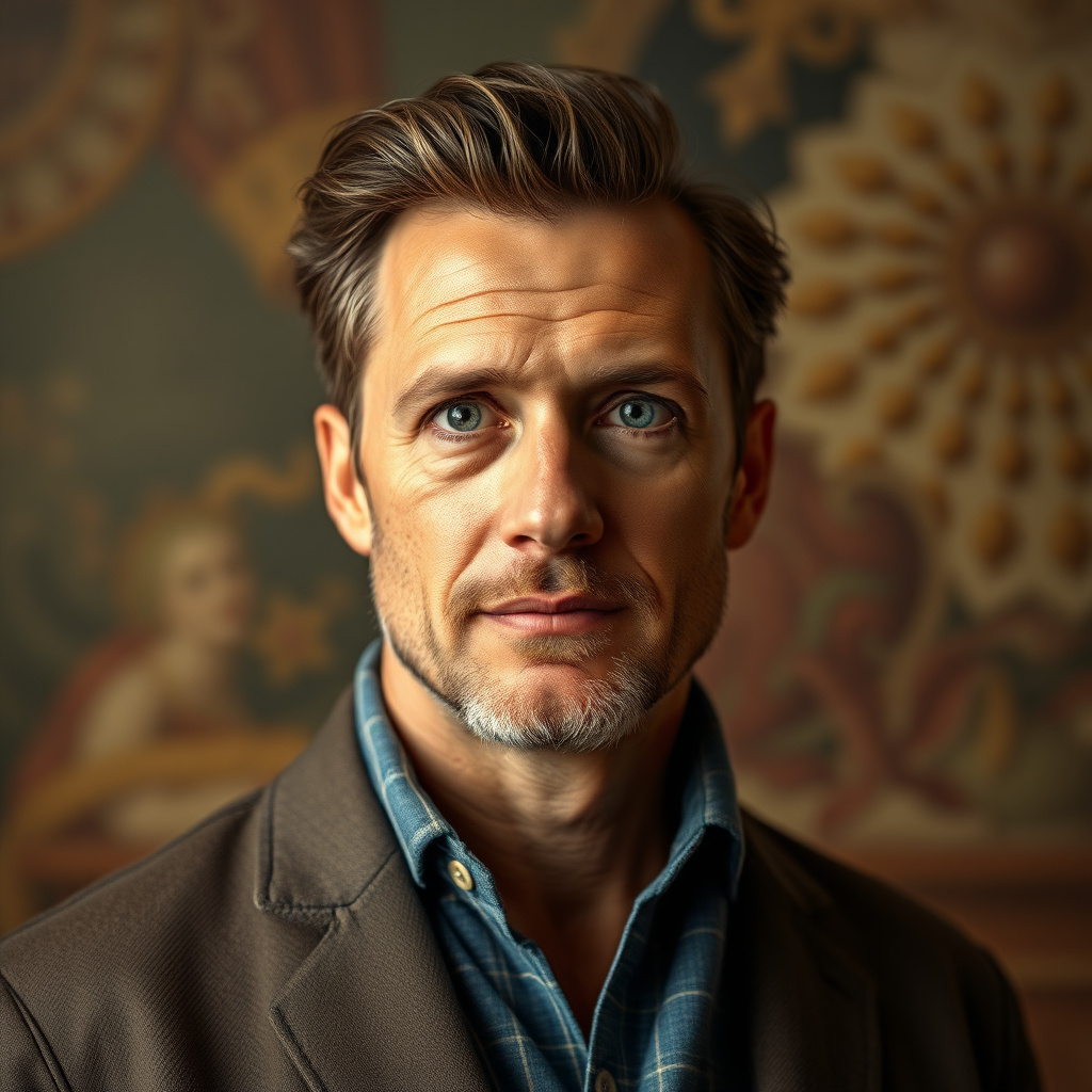 Portrait of a versatile actor with classic background